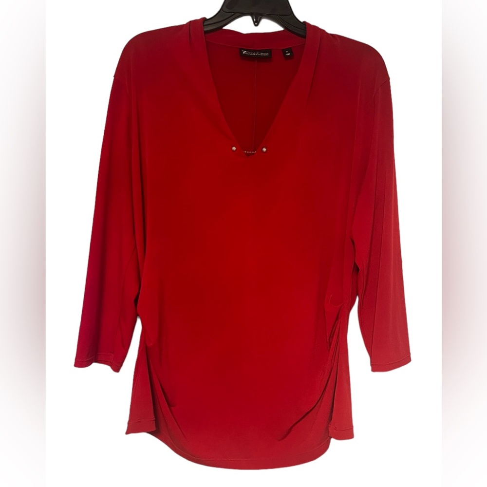 7th Avenue Design Studio New York & Company Women’s Red V-Neck Drape Top szXL